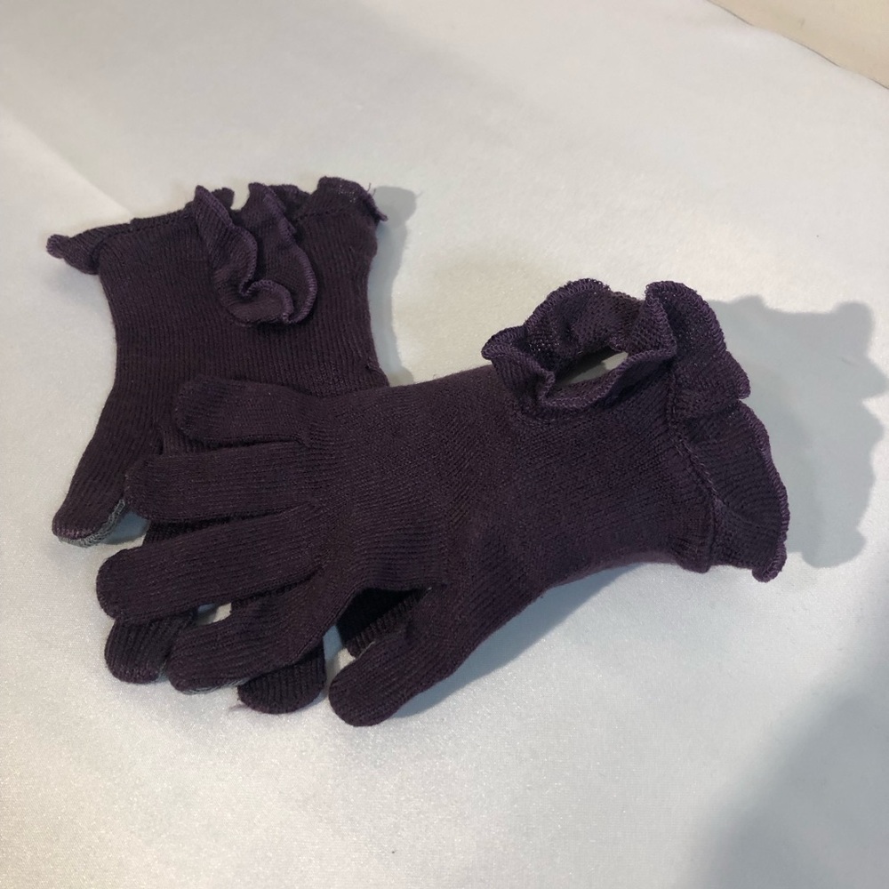 Vintage Gloves Women’s Winter Knit Mud Pie Purple Ruffle Y2K SZ S/M Party